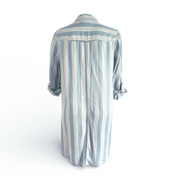 SAKS FIFTH AVENUE DENIM BLUE WHITE STRIPE DRESS SZ M - Picture 2 of 2